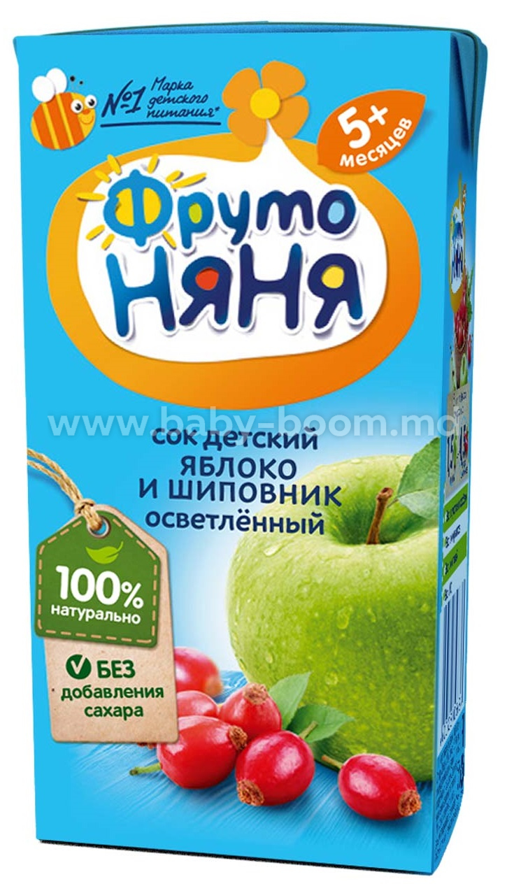 Фруто FOR KIDS Fruto Nyanya juice children`s apple and rosehip clarified 5m+ 0.2l